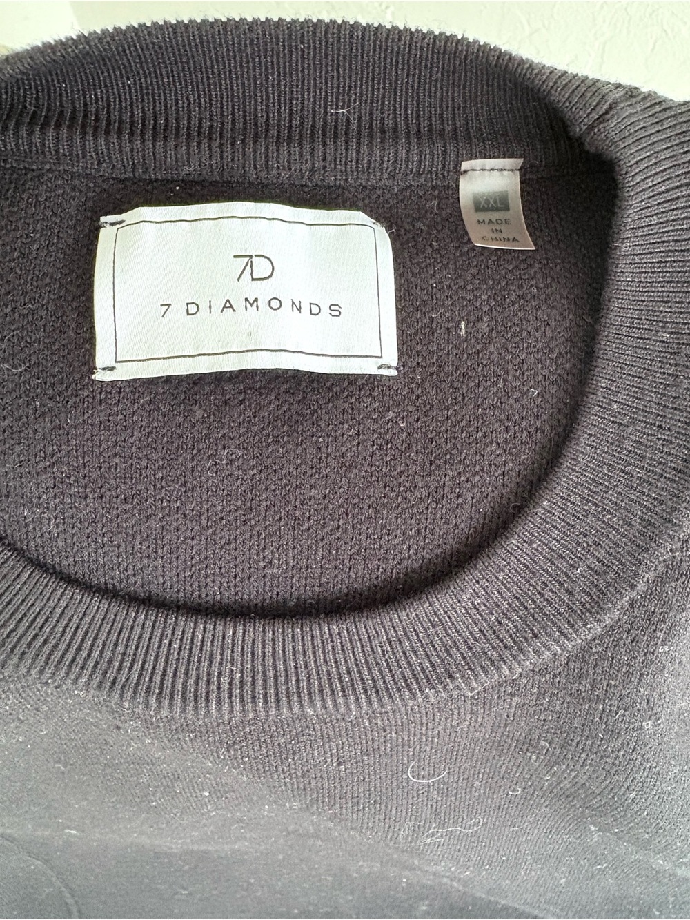 7 Diamonds Men's Black Crewneck Pullover